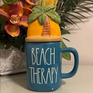 Rae Dunn Beach Therapy Mug with Palm Tree Lid